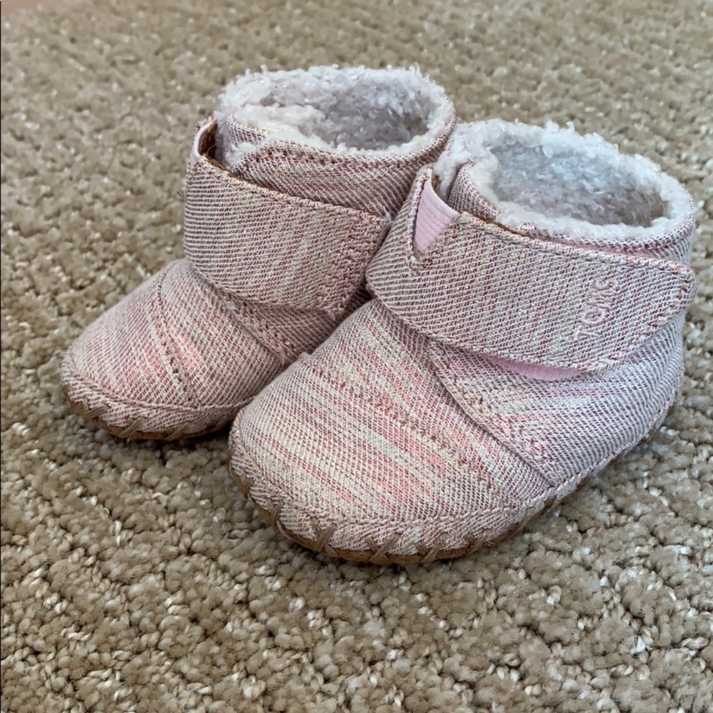 TOMS velcro pink booties